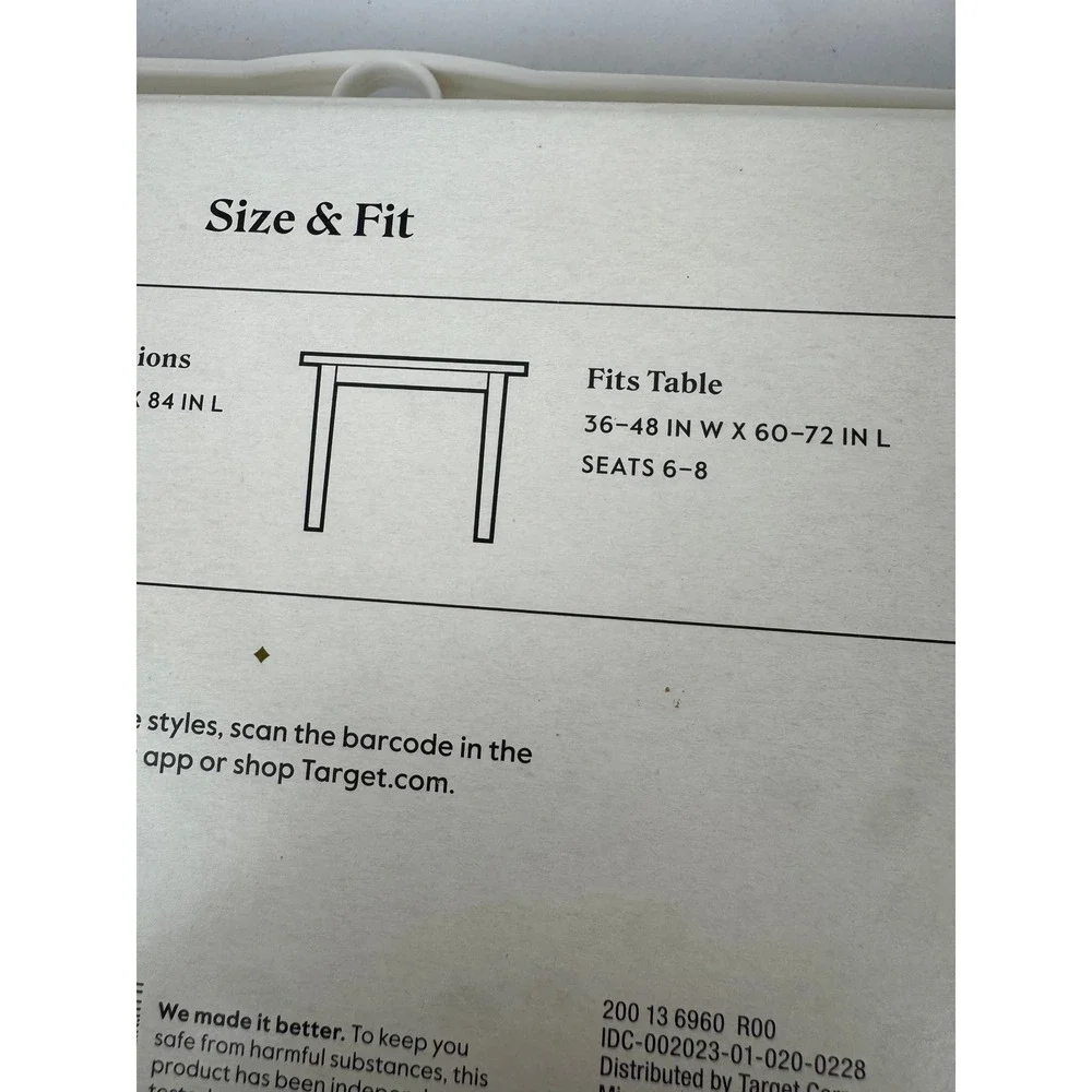 Threshold Rectangular Tablecloth Gray 60x84 Seats 6-8 Cotton Blend NEW